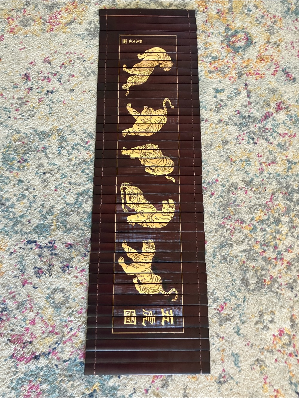 Gold Tiger Bamboo Wall Scroll